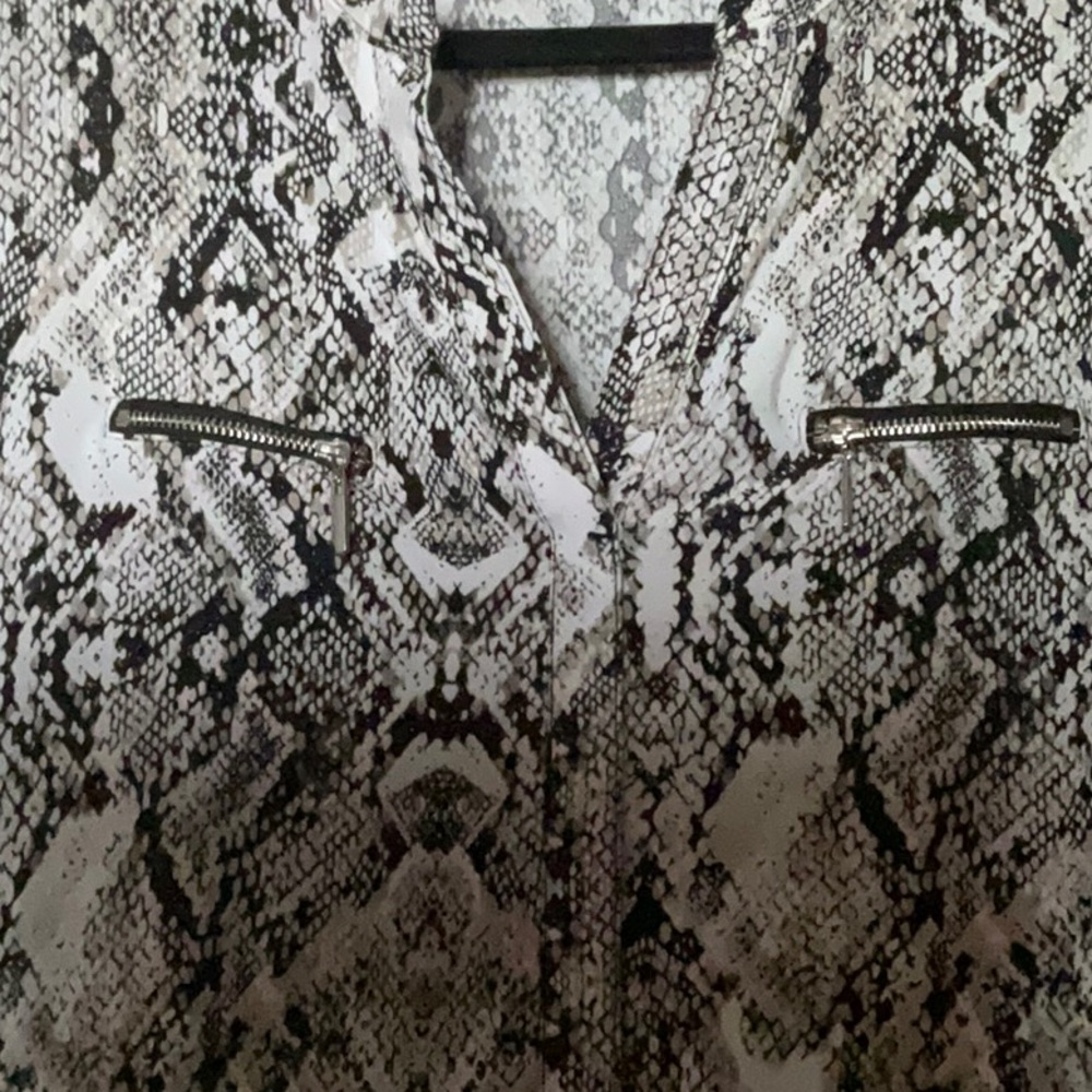 INC International Concepts Black and White Snake Print Blouse